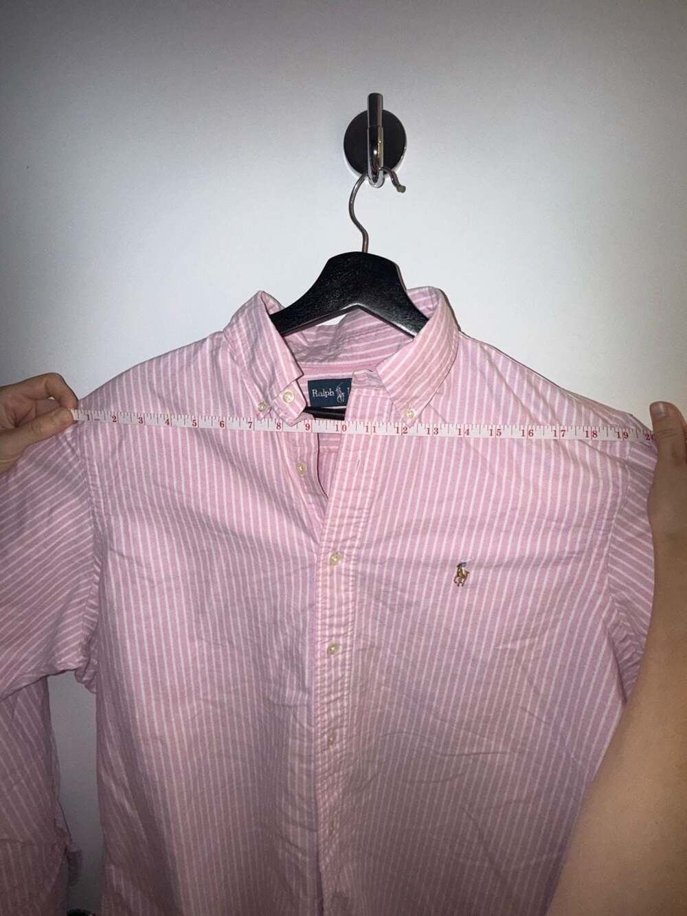 Ralph Lauren Classic Fit Striped Button Down Shirt Pink White - Picture 5 of 8